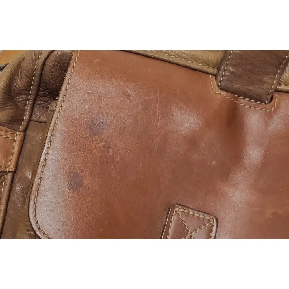 LL BEAN VINTAGE BROWN GENUINE LEATHER MESSENGER CROSSBODY BAG